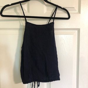 navy tie back tank top